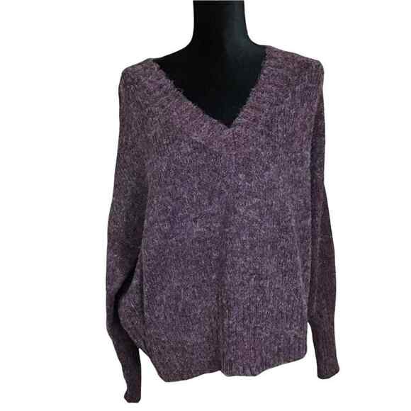 Abound Womens XS Sweater Purple V-Neck Long Sleeve Ribbed Hem Soft Knit NWT - Picture 1 of 16